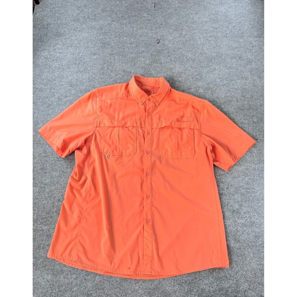 Ocean + Coast Mens XL Orange Short Sleeve Fishing Shirt Vented Button Down
